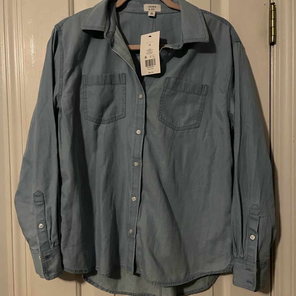 Crown & Ivy Blue Button Down Shirt